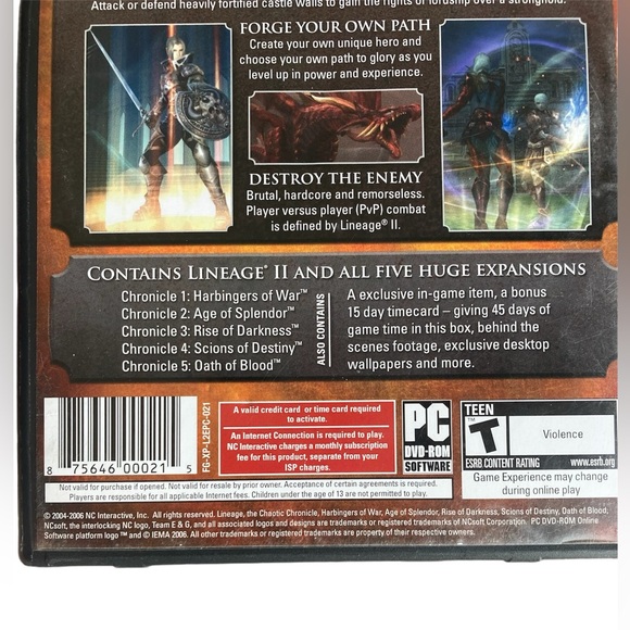 Lineage II The Chaotic Chronicle PC DVD-Rom Online Video Game Lineage 2 - Picture 12 of 13